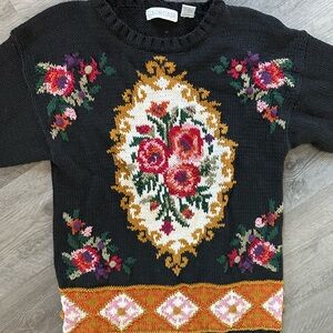 Vintage Floral Intarsia Sweater